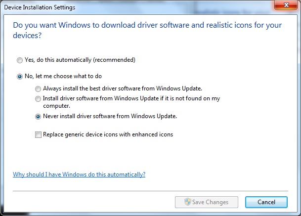 Device Installation Settings