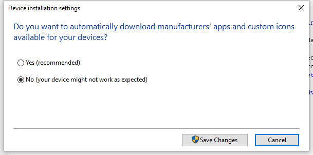 Device Installation Settings