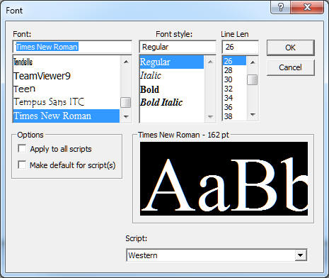 Font Selection Dialog