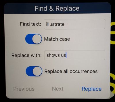 find replace dialog