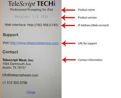 program information dialog